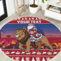 Netherlands Christmas Personalized Round Carpet Santa Riding Lion Fijne Kerstdagen - Wonder Print Shop
