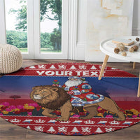 Netherlands Christmas Personalized Round Carpet Santa Riding Lion Fijne Kerstdagen - Wonder Print Shop
