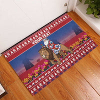 Netherlands Christmas Personalized Rubber Doormat Santa Riding Lion Fijne Kerstdagen - Wonder Print Shop