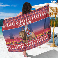 Netherlands Christmas Personalized Sarong Santa Riding Lion Fijne Kerstdagen - Wonder Print Shop