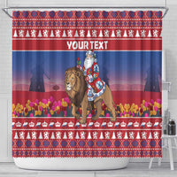 Netherlands Christmas Personalized Shower Curtain Santa Riding Lion Fijne Kerstdagen - Wonder Print Shop