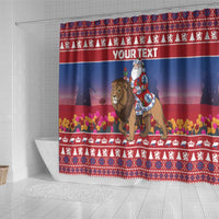 Netherlands Christmas Personalized Shower Curtain Santa Riding Lion Fijne Kerstdagen - Wonder Print Shop
