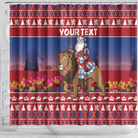 Netherlands Christmas Personalized Shower Curtain Santa Riding Lion Fijne Kerstdagen - Wonder Print Shop