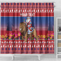 Netherlands Christmas Personalized Shower Curtain Santa Riding Lion Fijne Kerstdagen - Wonder Print Shop