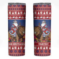 Netherlands Christmas Personalized Skinny Tumbler Santa Riding Lion Fijne Kerstdagen - Wonder Print Shop