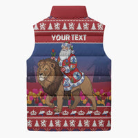 Netherlands Christmas Personalized Sleeveless Puffer Jacket Santa Riding Lion Fijne Kerstdagen - Wonder Print Shop