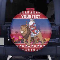 Netherlands Christmas Personalized Spare Tire Cover Santa Riding Lion Fijne Kerstdagen - Wonder Print Shop