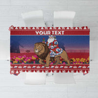 Netherlands Christmas Personalized Tablecloth Santa Riding Lion Fijne Kerstdagen - Wonder Print Shop