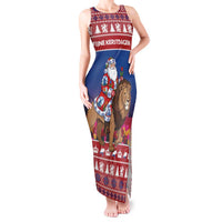 Netherlands Christmas Personalized Tank Maxi Dress Santa Riding Lion Fijne Kerstdagen - Wonder Print Shop