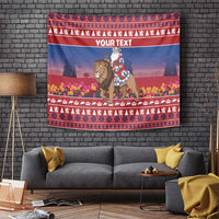 Netherlands Christmas Personalized Tapestry Santa Riding Lion Fijne Kerstdagen - Wonder Print Shop