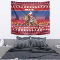Netherlands Christmas Personalized Tapestry Santa Riding Lion Fijne Kerstdagen - Wonder Print Shop