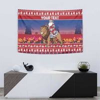 Netherlands Christmas Personalized Tapestry Santa Riding Lion Fijne Kerstdagen - Wonder Print Shop