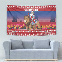 Netherlands Christmas Personalized Tapestry Santa Riding Lion Fijne Kerstdagen - Wonder Print Shop
