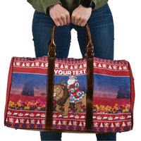 Netherlands Christmas Personalized Travel Bag Santa Riding Lion Fijne Kerstdagen - Wonder Print Shop