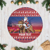 Netherlands Christmas Personalized Tree Skirt Santa Riding Lion Fijne Kerstdagen - Wonder Print Shop