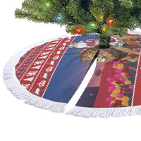 Netherlands Christmas Personalized Tree Skirt Santa Riding Lion Fijne Kerstdagen - Wonder Print Shop