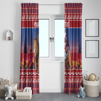 Netherlands Christmas Personalized Window Curtain Santa Riding Lion Fijne Kerstdagen - Wonder Print Shop