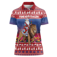 Netherlands Christmas Personalized Women Polo Shirt Santa Riding Lion Fijne Kerstdagen - Wonder Print Shop