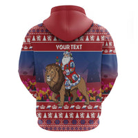 Netherlands Christmas Personalized Zip Hoodie Santa Riding Lion Fijne Kerstdagen - Wonder Print Shop