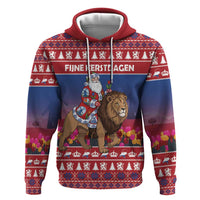 Netherlands Christmas Personalized Zip Hoodie Santa Riding Lion Fijne Kerstdagen - Wonder Print Shop