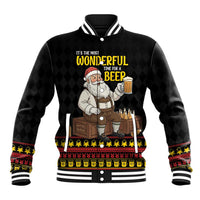 Funny Santa Claus Baseball Jacket It's The Most Wonderful Time For A Beer - Wonder Print Shop