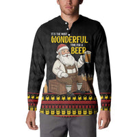 Funny Santa Claus Button Sweatshirt It's The Most Wonderful Time For A Beer - Wonder Print Shop