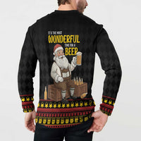 Funny Santa Claus Button Sweatshirt It's The Most Wonderful Time For A Beer - Wonder Print Shop