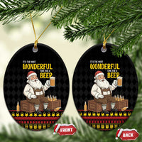 Funny Santa Claus Ceramic Ornament It's The Most Wonderful Time For A Beer - Wonder Print Shop