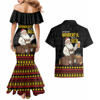 Funny Santa Claus Couples Matching Mermaid Dress and Hawaiian Shirt It's The Most Wonderful Time For A Beer - Wonder Print Shop