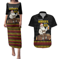 Funny Santa Claus Couples Matching Puletasi and Hawaiian Shirt It's The Most Wonderful Time For A Beer - Wonder Print Shop