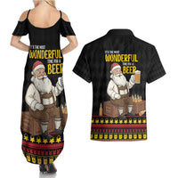 Funny Santa Claus Couples Matching Summer Maxi Dress and Hawaiian Shirt It's The Most Wonderful Time For A Beer - Wonder Print Shop
