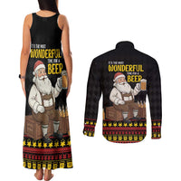 Funny Santa Claus Couples Matching Tank Maxi Dress and Long Sleeve Button Shirt It's The Most Wonderful Time For A Beer - Wonder Print Shop