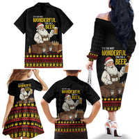 Funny Santa Claus Family Matching Off The Shoulder Long Sleeve Dress and Hawaiian Shirt It's The Most Wonderful Time For A Beer - Wonder Print Shop