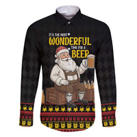 Funny Santa Claus Family Matching Off The Shoulder Long Sleeve Dress and Hawaiian Shirt It's The Most Wonderful Time For A Beer - Wonder Print Shop