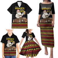 Funny Santa Claus Family Matching Puletasi and Hawaiian Shirt It's The Most Wonderful Time For A Beer - Wonder Print Shop