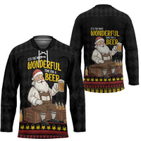 Funny Santa Claus Hockey Jersey It's The Most Wonderful Time For A Beer - Wonder Print Shop
