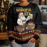 Funny Santa Claus Kid Ugly Christmas Sweater It's The Most Wonderful Time For A Beer - Wonder Print Shop