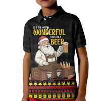 Funny Santa Claus Kid Polo Shirt It's The Most Wonderful Time For A Beer - Wonder Print Shop