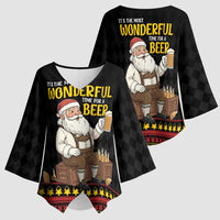 Funny Santa Claus Kimono Sleeve Blouse It's The Most Wonderful Time For A Beer - Wonder Print Shop