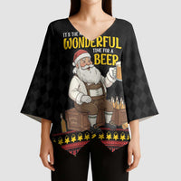 Funny Santa Claus Kimono Sleeve Blouse It's The Most Wonderful Time For A Beer - Wonder Print Shop