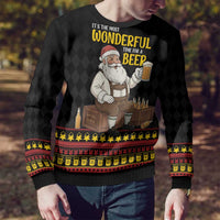 Funny Santa Claus Ugly Christmas Sweater It's The Most Wonderful Time For A Beer - Wonder Print Shop