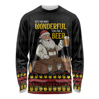 Funny Santa Claus Long Sleeve Shirt It's The Most Wonderful Time For A Beer - Wonder Print Shop