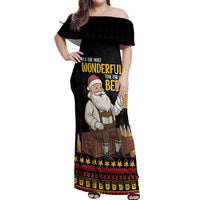 Funny Santa Claus Off Shoulder Maxi Dress It's The Most Wonderful Time For A Beer - Wonder Print Shop