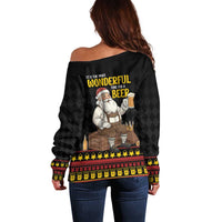 Funny Santa Claus Off Shoulder Sweater It's The Most Wonderful Time For A Beer - Wonder Print Shop