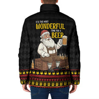 Funny Santa Claus Padded Jacket It's The Most Wonderful Time For A Beer - Wonder Print Shop