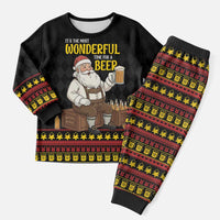 Funny Santa Claus Christmas Pajama Set It's The Most Wonderful Time For A Beer - Wonder Print Shop