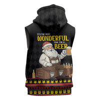 Funny Santa Claus Sleeveless Hoodie It's The Most Wonderful Time For A Beer - Wonder Print Shop