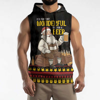 Funny Santa Claus Sleeveless Hoodie It's The Most Wonderful Time For A Beer - Wonder Print Shop