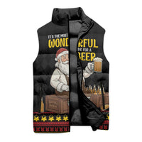 Funny Santa Claus Sleeveless Puffer Jacket It's The Most Wonderful Time For A Beer - Wonder Print Shop