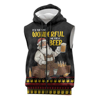 Funny Santa Claus Sleeveless Zip Hoodie It's The Most Wonderful Time For A Beer - Wonder Print Shop